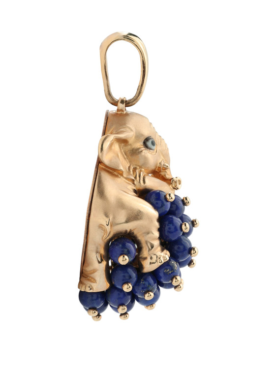 Подвеска из золота c эмаль и лазуритом
