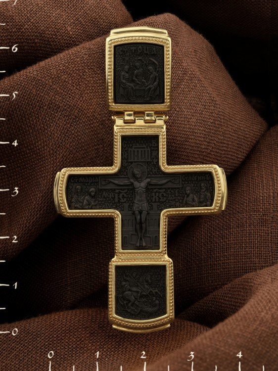 Крест из лимонного золота c эбеновым деревом