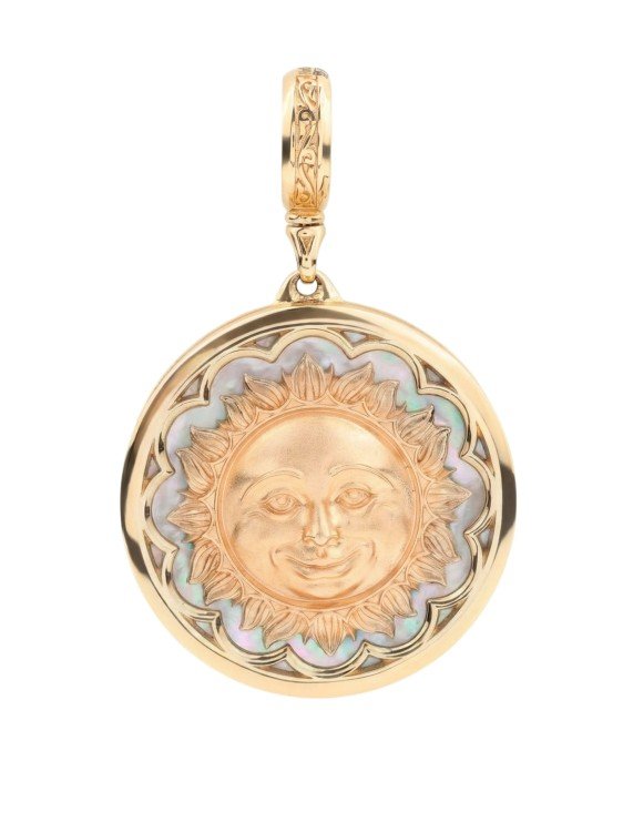 Подвеска из золота c ониксом и перламутром