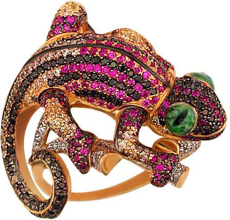 Кольцо из золота c эмаль и фианитом