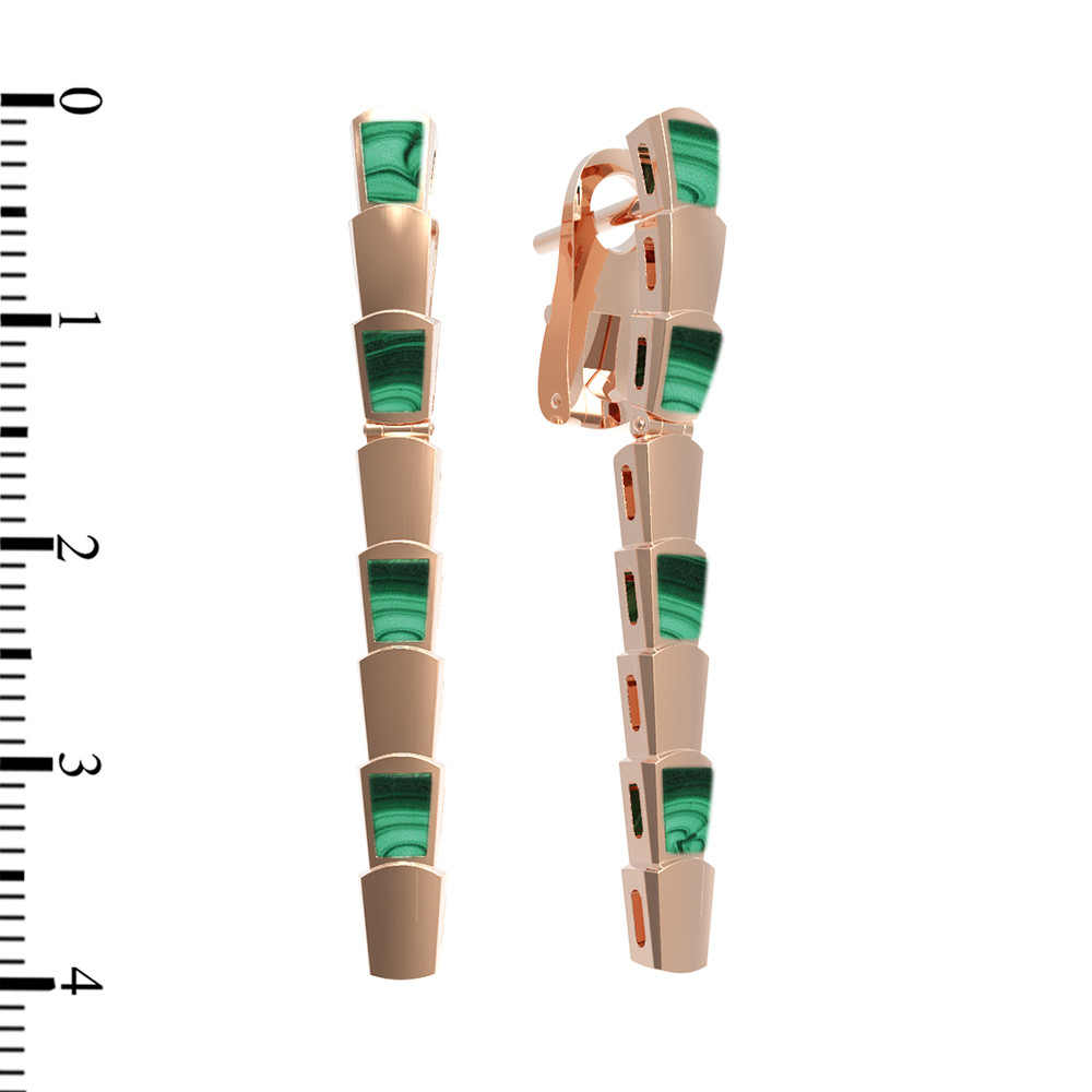 Серьги из золота c малахитом