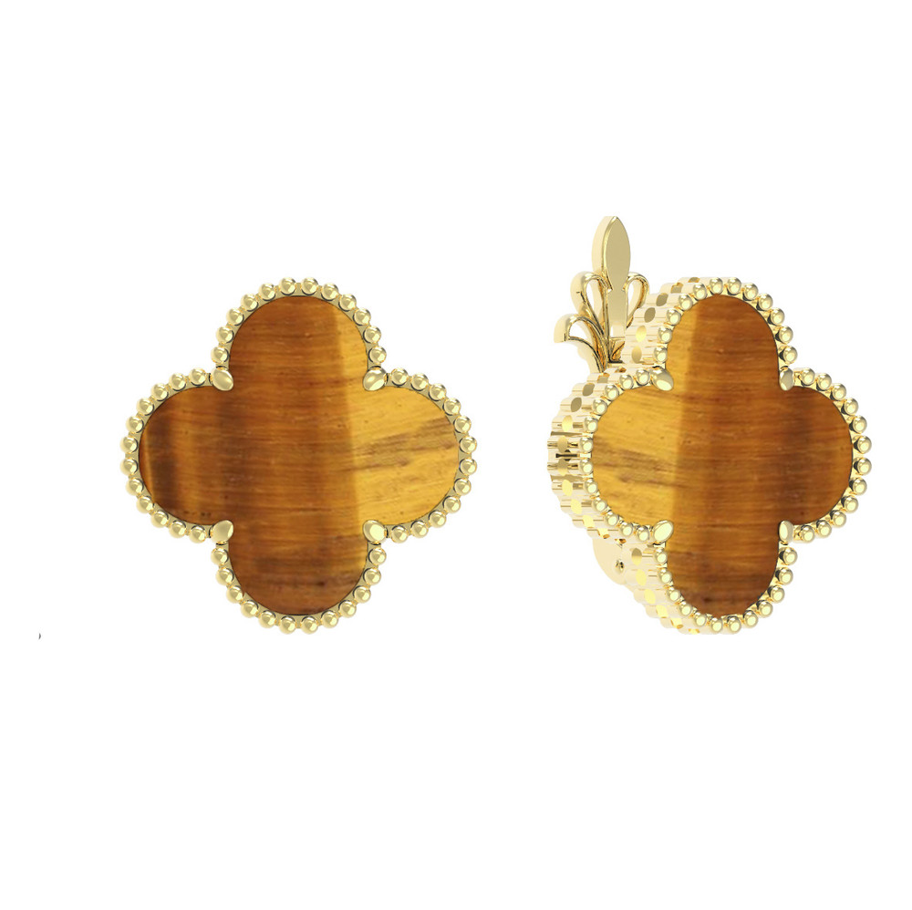 Серьги из лимонного золота c тигровым глазом