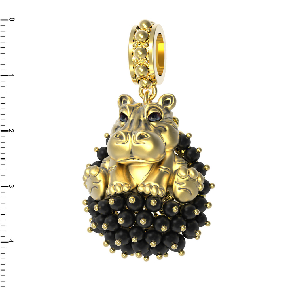 Подвеска из лимонного золота c эмаль и ониксом