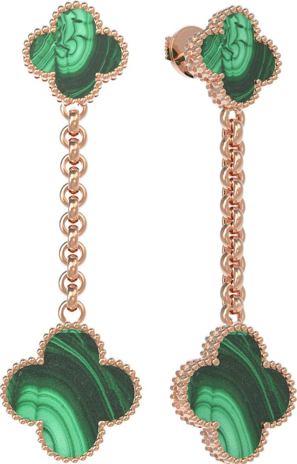 Серьги из золота c малахитом