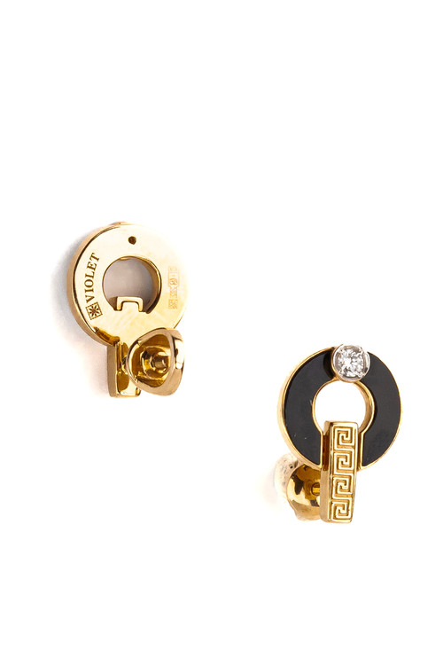 Серьги из золота c бриллиантами и ониксом