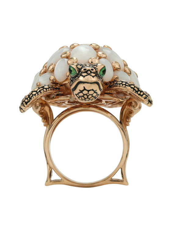 Кольцо из золота c эмаль и перламутром