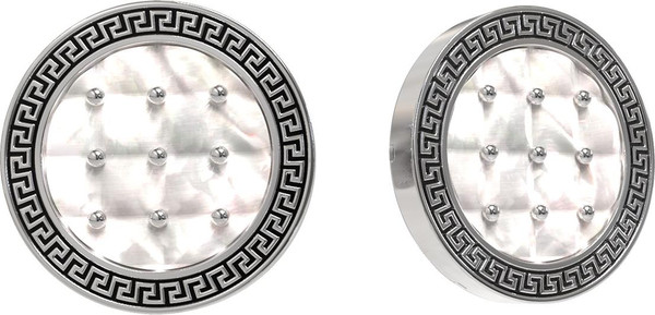 Серьги из белого золота c эмаль и перламутром