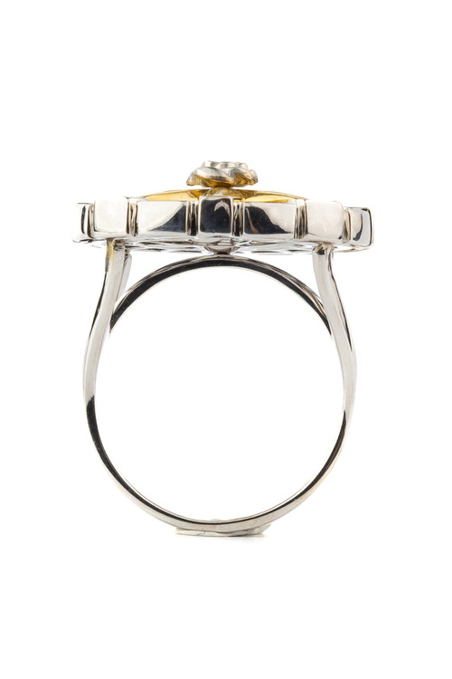 Кольцо из белого золота c эмалью и ониксом