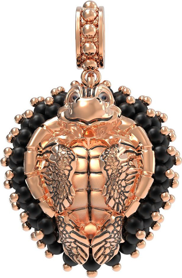 Подвеска из золота c эмаль и ониксом