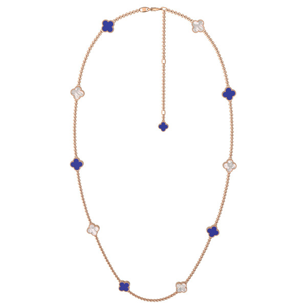 Колье из золота c лазуритом и перламутром