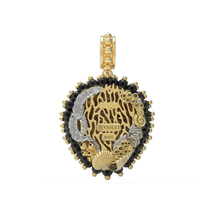 Подвеска из лимонного золота c эмаль и ониксом