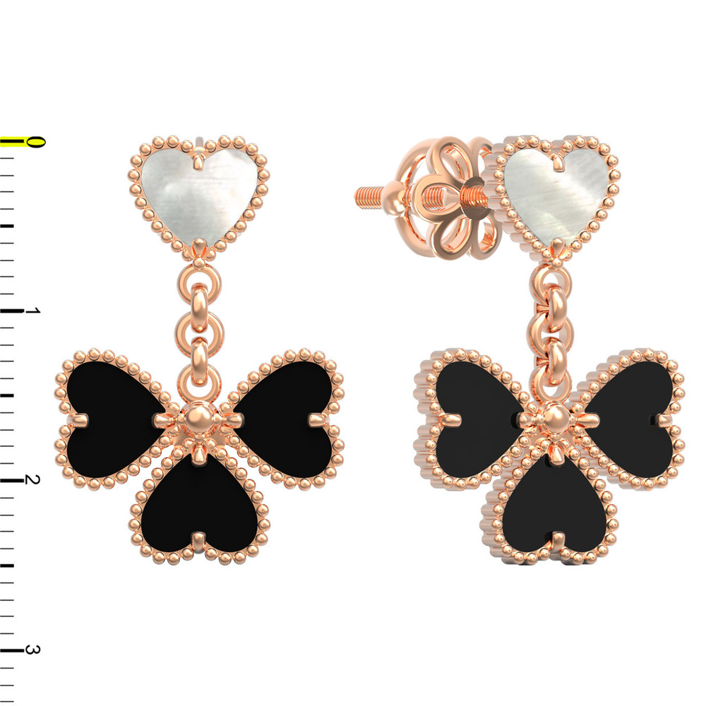 Серьги из золота c ониксом и перламутром