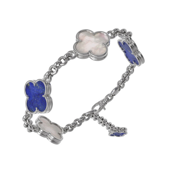 Браслет из белого золота c лазуритом и перламутром