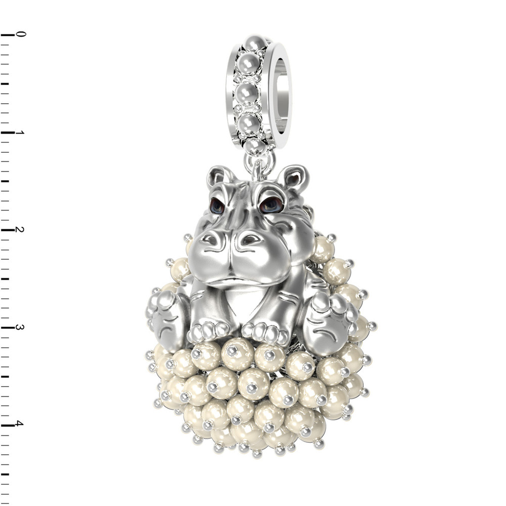 Подвеска из белого золота c эмаль и жемчугом