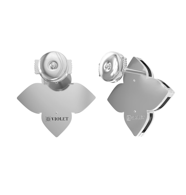 Серьги из белого золота c бриллиантами и ониксом