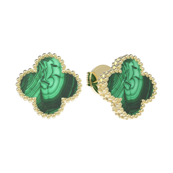 Серьги из лимонного золота c малахитом