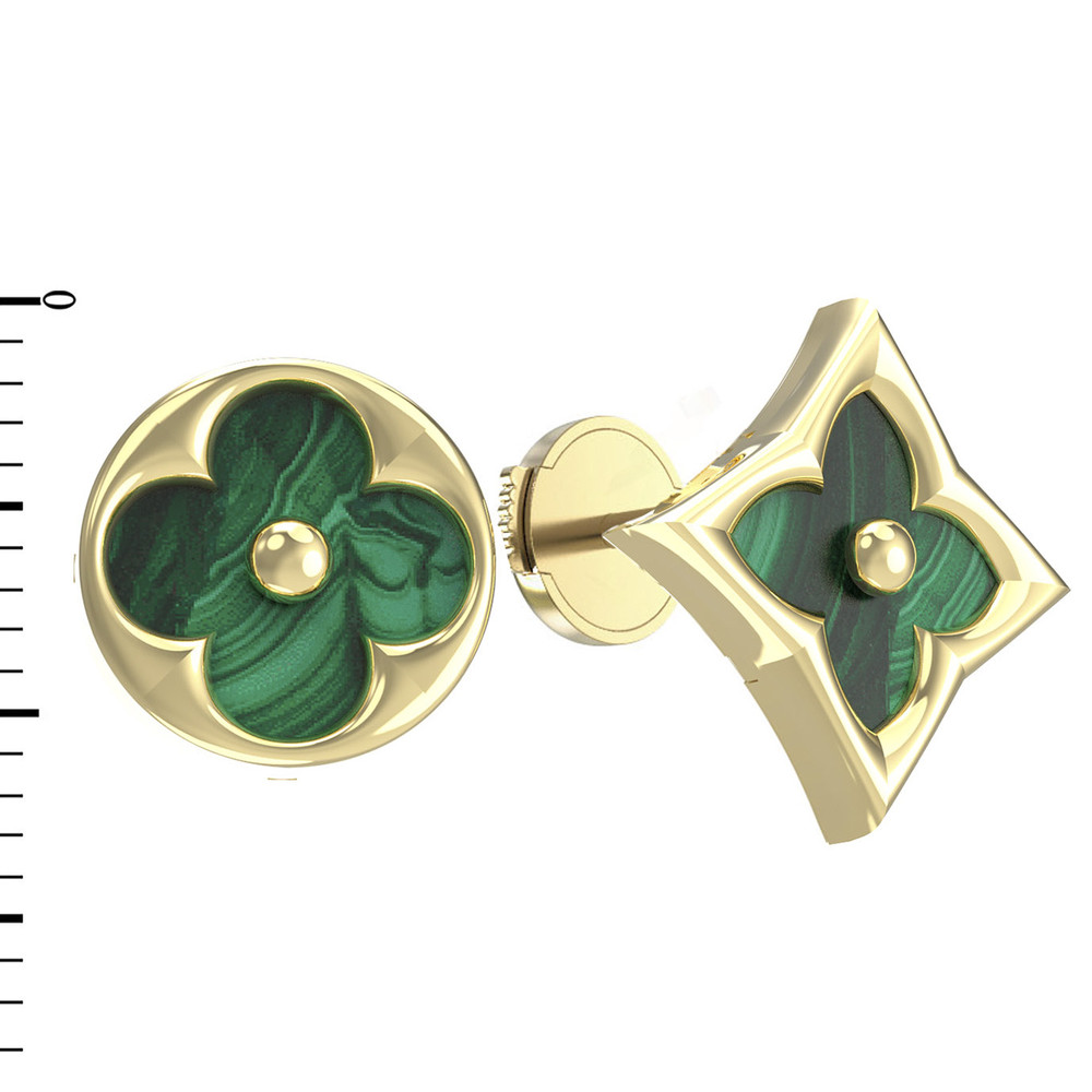 Серьги из лимонного золота c малахитом