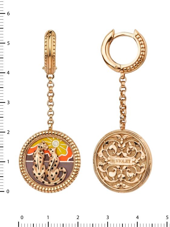 Серьги из золота c эмаль