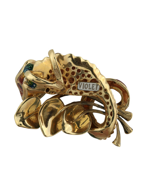 Подвеска из лимонного золота c эмаль и гранатом