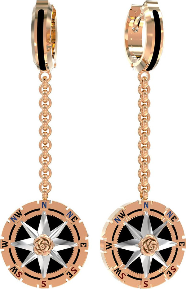 Серьги из золота c эмаль и ониксом