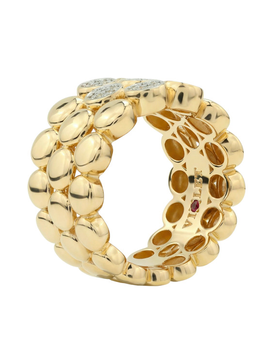 Кольцо из лимонного золота c бриллиантами и рубином