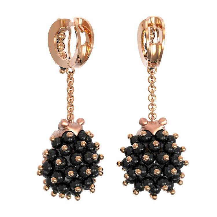 Серьги из золота c эмаль и ониксом