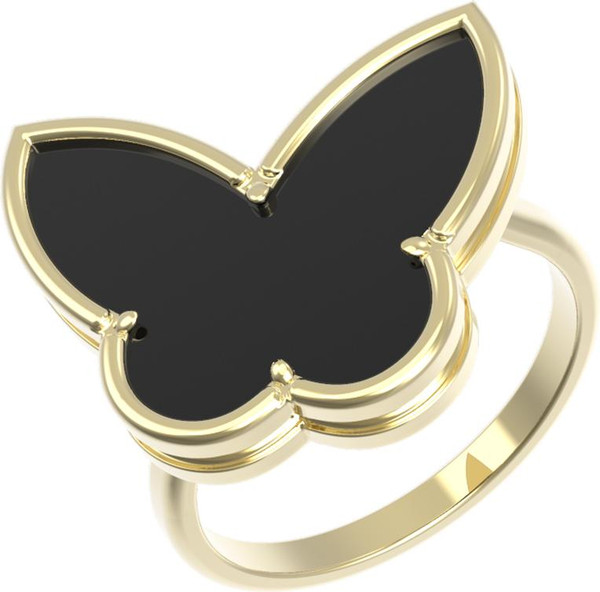 Кольцо из лимонного золота c ониксом