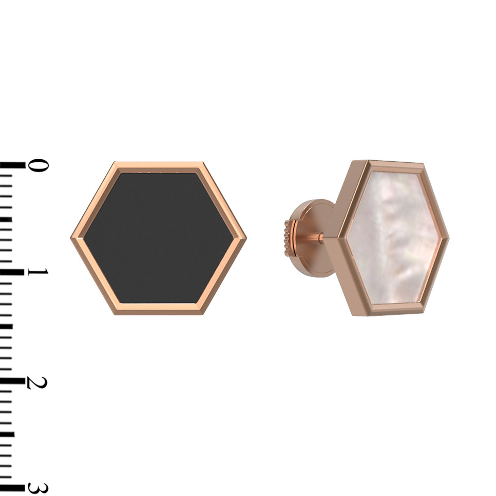 Серьги из золота c ониксом и перламутром