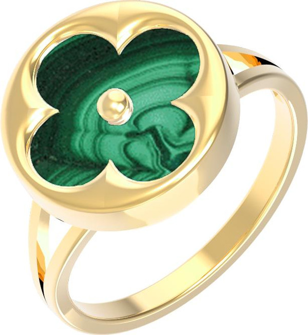 Кольцо из лимонного золота c малахитом