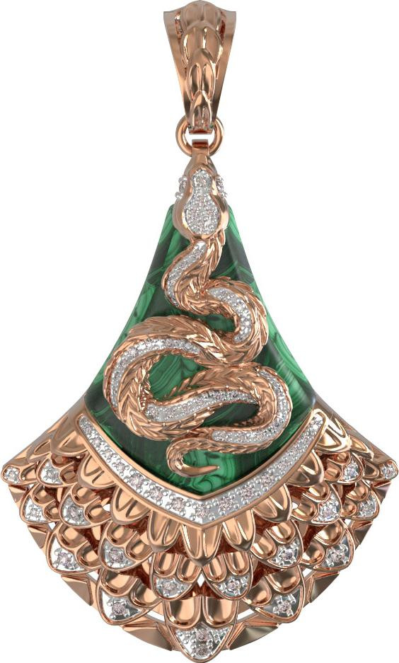 Подвеска из золота c бриллиантами и малахитом