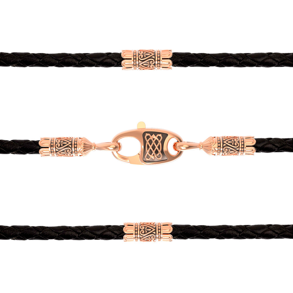 Шнурок кожаный из золота c кожаным шнурком