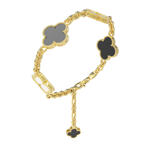 Браслет из лимонного золота c ониксом и перламутром