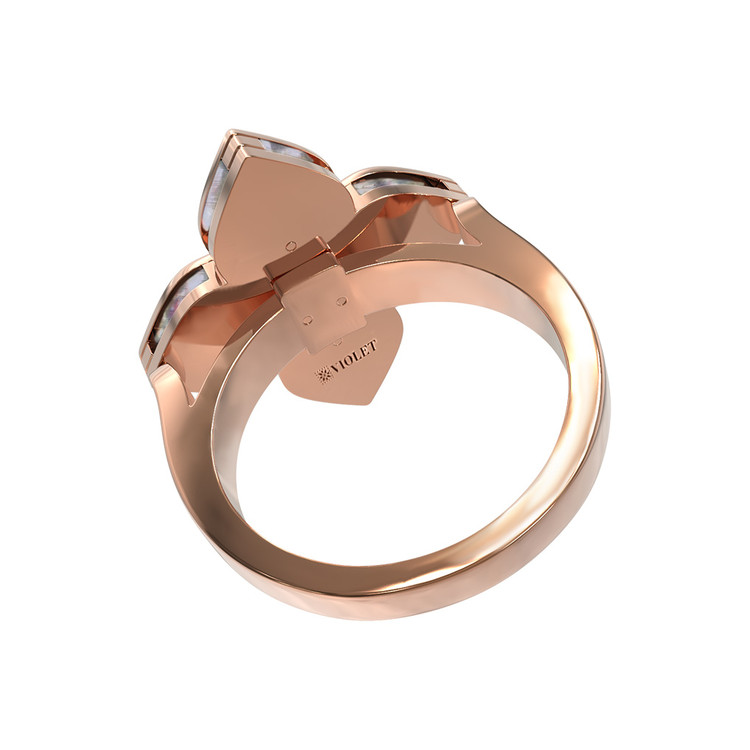 Кольцо из золота c бриллиантами и перламутром