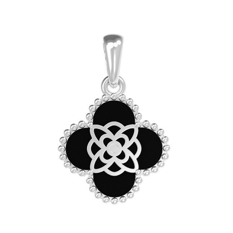 Подвеска из белого золота c бриллиантами и ониксом