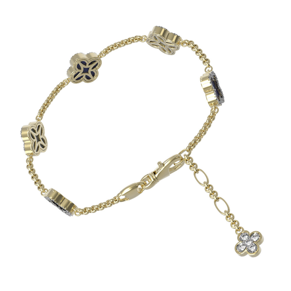 Браслет из лимонного золота c бриллиантами, лазуритом и перламутром