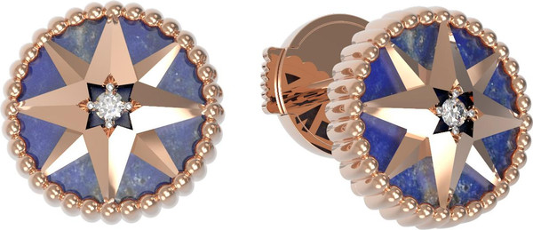 Серьги из золота c фианитом и лазуритом