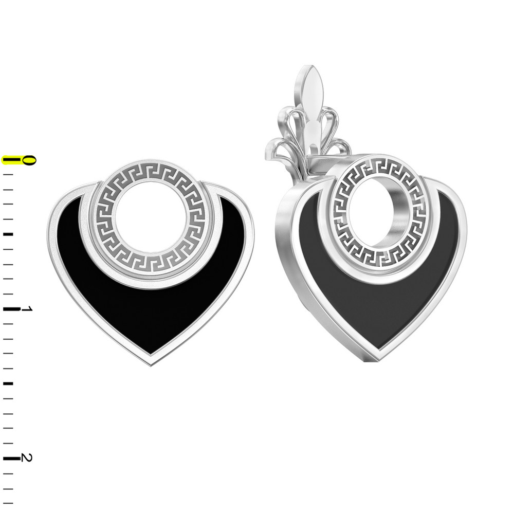 Серьги из белого золота c ониксом