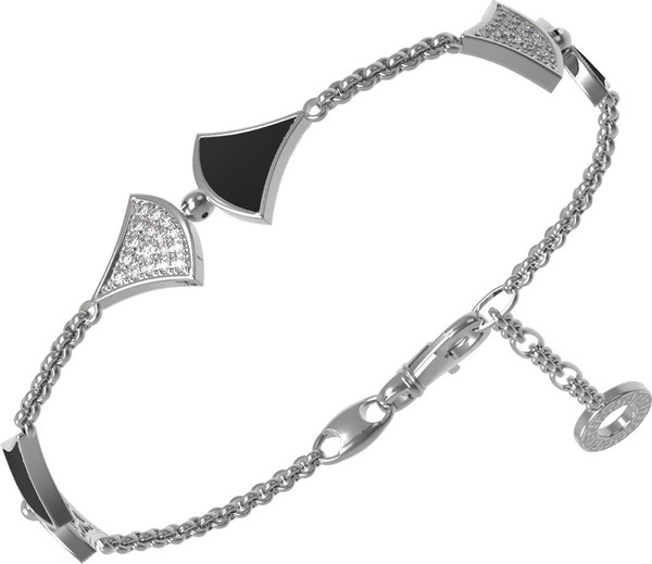 Браслет из белого золота c бриллиантами и ониксом