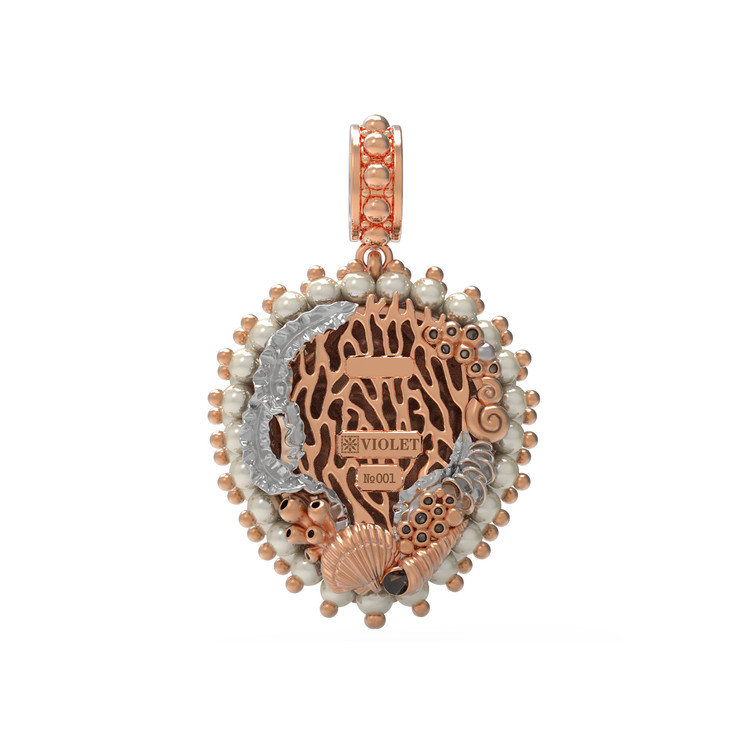 Подвеска из золота c эмаль и жемчугом