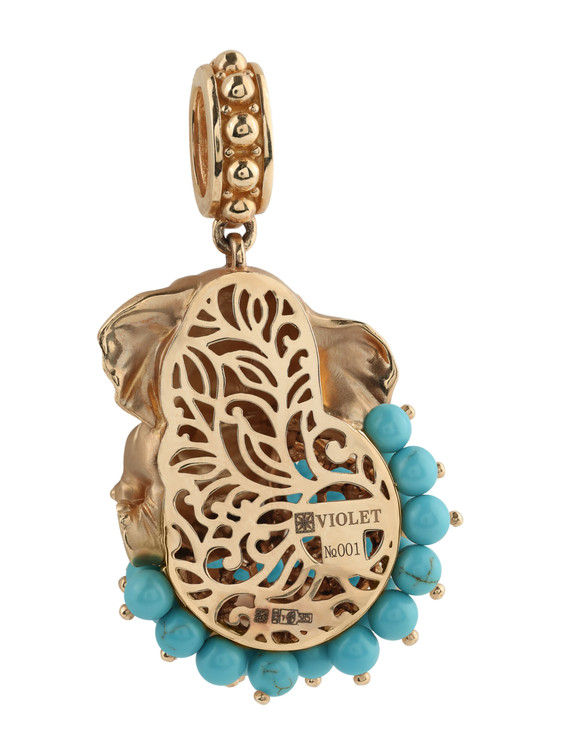 Подвеска из золота c эмаль и бирюзой