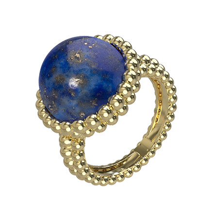 Кольцо из лимонного золота c лазуритом
