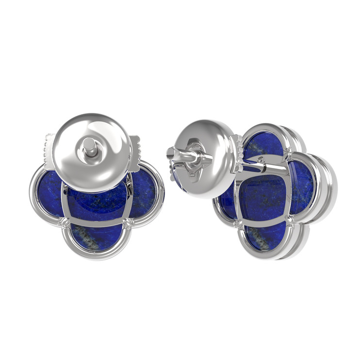 Серьги из белого золота c лазуритом