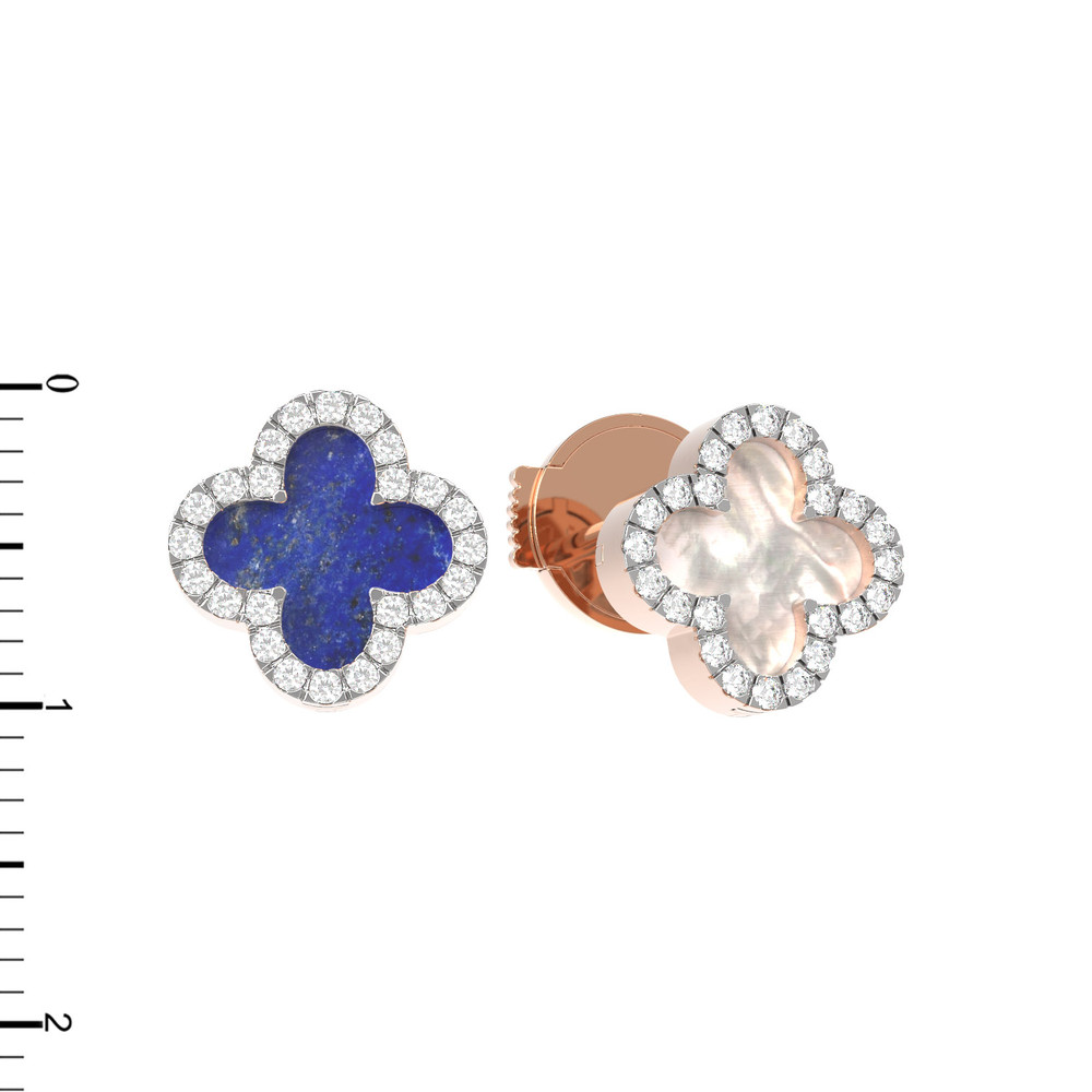 Серьги из золота c бриллиантами, лазуритом и перламутром