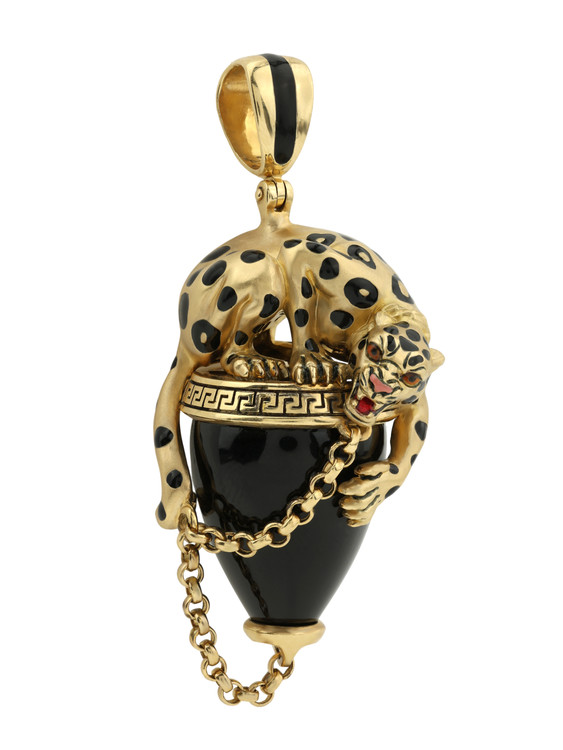 Подвеска из лимонного золота c эмаль и ониксом