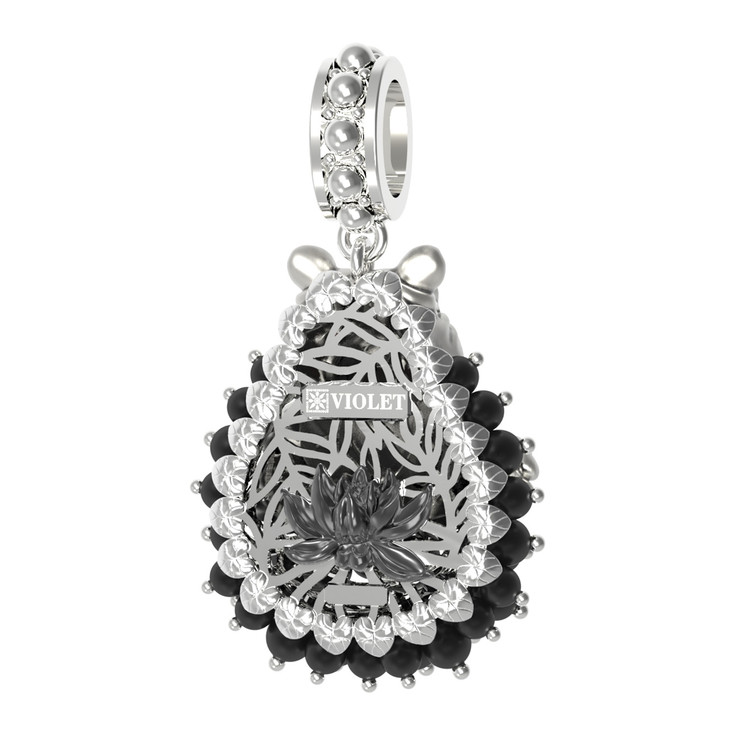 Подвеска из белого золота c эмаль и ониксом