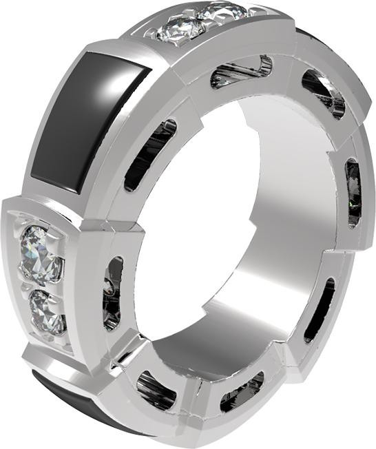 Подвеска из белого золота c бриллиантами и ониксом