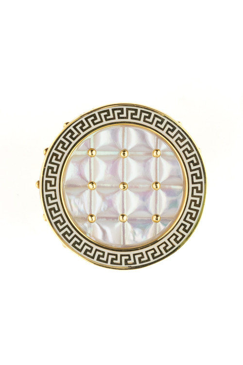 Кольцо из лимонного золота c эмаль и перламутром