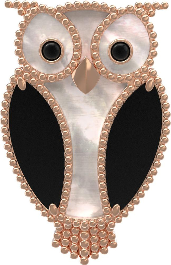 Брошь из золота c эмаль , ониксом и перламутром