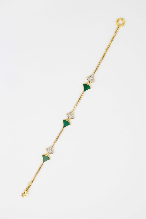 Браслет из лимонного золота c бриллиантами и малахитом