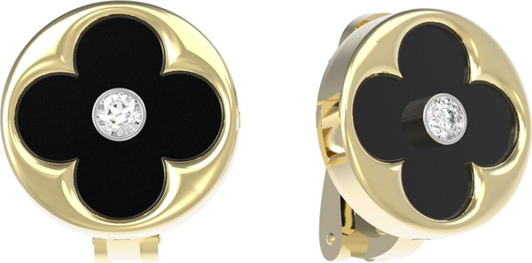 Серьги из лимонного золота c бриллиантами и ониксом